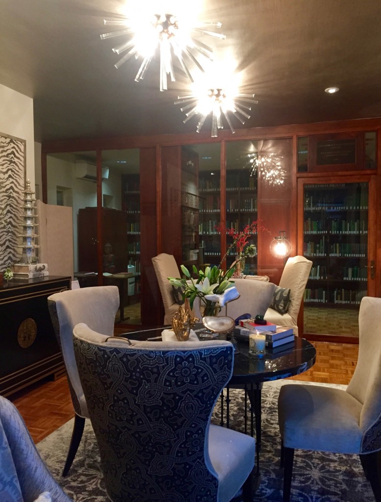 The den/library at the Fairchild-Sweeney House by the Gallery Interiors.